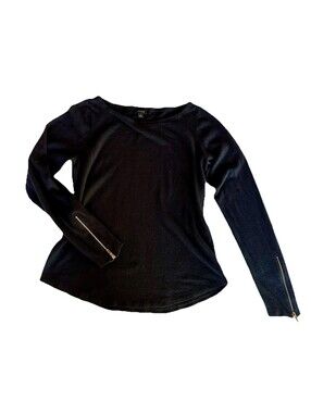 Ann Taylor Sweater with gold zipper accents Womens Large Medium Black